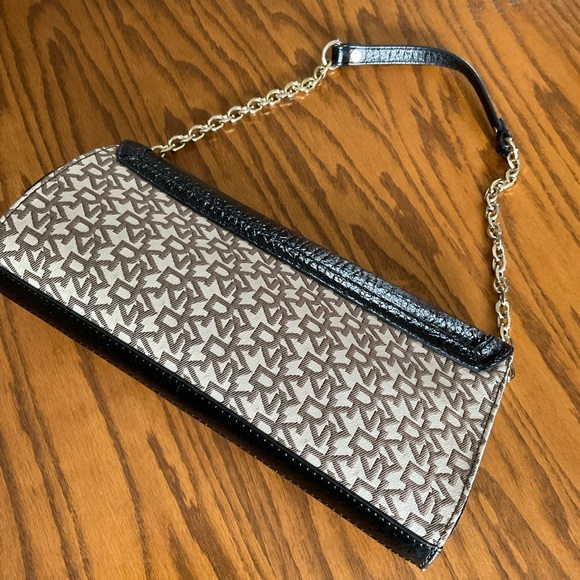 DKNY Black Monogram Clutch/Shoulder Handbag - Picture 7 of 12